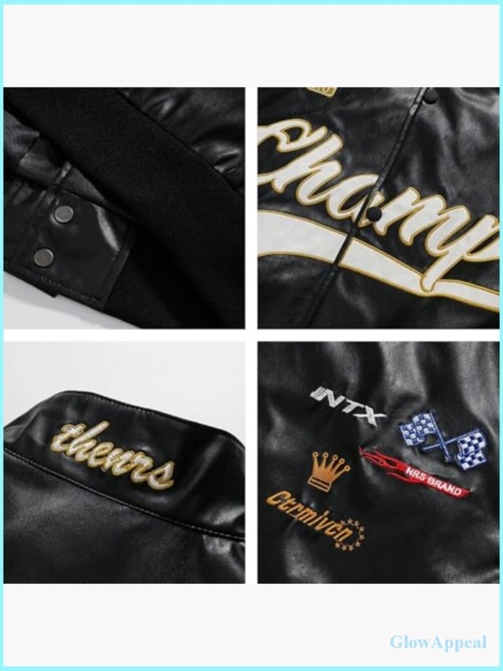 Oversized Faux Leather Racing Jacket Motorcycle Biker Streetwear Unisex - Picture 6 of 7